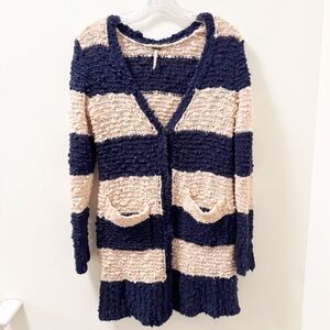 Free People Rugby Striped Longline Cardigan - Size Small